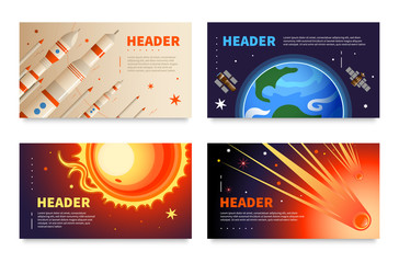 Wall Mural - space horizontal banners set
