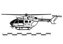 Eurocopter UH-72 Lakota. Vector Drawing Of Light Utility Helicopter. Side View. Image For Illustration And Infographics.