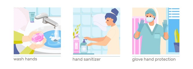 Wall Mural - Hand Hygiene Compositions Set