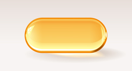 Golden trasparent capsule - realistic medical pill or honey drop