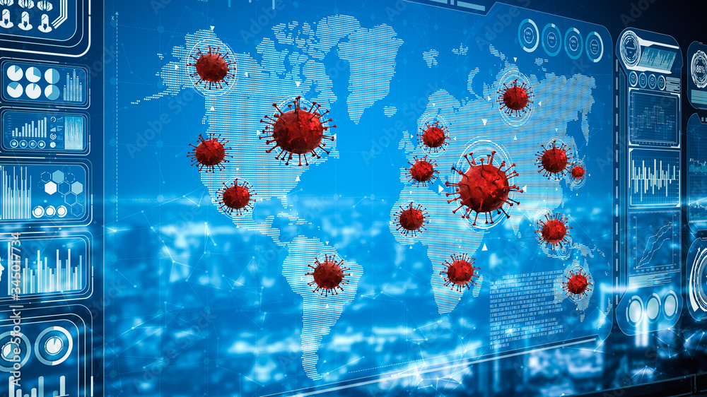 Coronavirus Disease 2019 or Covid-19 information map showing infection ...