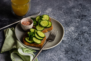 Wall Mural - Healthy lunch with vegetable toasts