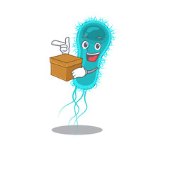 Wall Mural - An picture of escherichia coli bacteria cartoon design concept holding a box