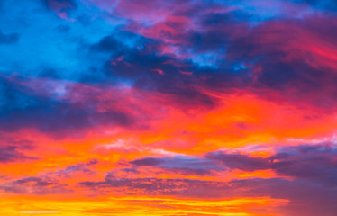 colorful sunset sky with cloudy in summer.