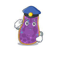 Police officer mascot design of shigella sp. bacteria wearing a hat