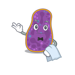 Poster - A cartoon character of shigella sp. bacteria waiter working in the restaurant