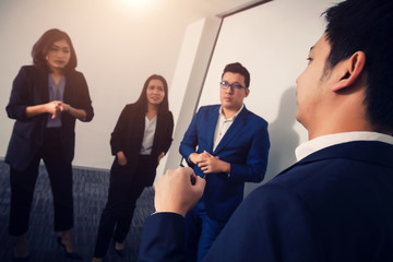 Sticker - Business people  in seminar room. Meeting Corporate Success Brainstorming Teamwork