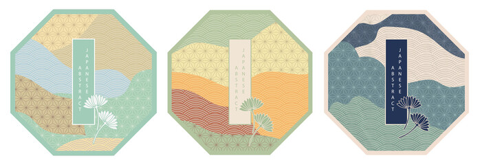 Wall Mural - oriental japanese style abstract pattern background design geometry wave move polygon banner
