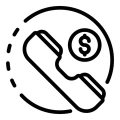 Poster - handset and coin in the circle icon. outline handset and coin in the circle vector icon for web desi