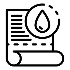 Poster - Drop and paper scroll icon. Outline drop and paper scroll vector icon for web design isolated on white background