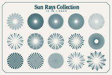 Big Set Of Sun Beams And Rays In Many Styles