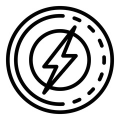 Poster - Lightning in a circle icon. Outline lightning in a circle vector icon for web design isolated on white background