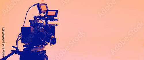 Fotomural Colorful images of behind the scenes shooting production crew team and hd video