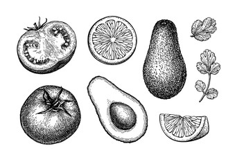 Wall Mural - guacamole sauce ingredients.