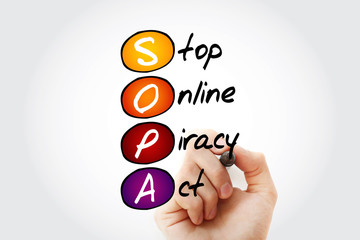 Poster - sopa - stop online piracy act acronym, concept background