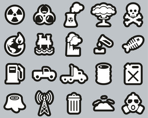 Sticker - Pollution Or Contamination Icons White On Black Sticker Set Big