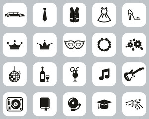 Sticker - Prom Night Icons Black & White Flat Design Set Big