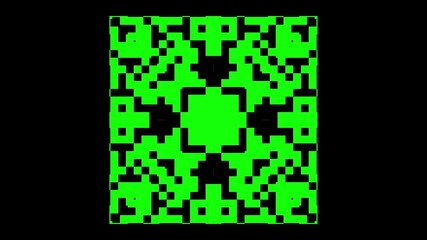Poster - Transforming abstract black geometric pixels. Seamless looping footage. Screen green color.
