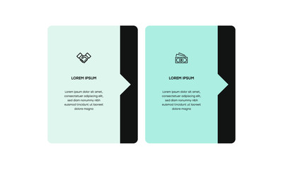 Infographic. Vector Infographic design template with icons and 2 numbers options or steps. Can be used for process diagram, presentations, workflow layout, banner, flow chart, info graph.