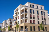 Fototapeta  - Modern beige apartment houses seen in Berlin, Germany