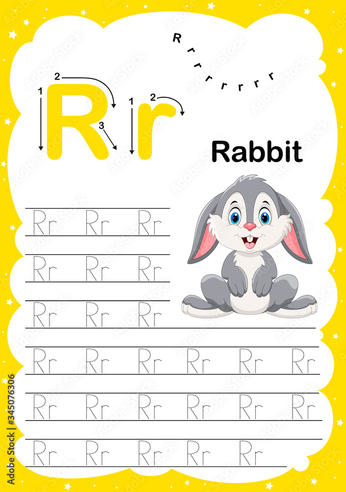 Letter R Writting Colorful letter R Uppercase and Lowercase alphabet A-Z, Tracing and ...