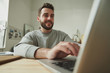 © pressmaster - Smiling young businessman looking at laptop display while working remotely