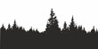 © Виталий Салин - Forest silhouette background. View to realistic coniferous trees. Illustration of detailed Coniferous Forest silhouette.