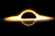 black hole and a disk of glowing plasma. Supermassive singularity in outer space,