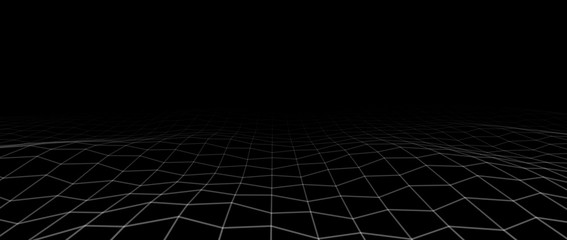 Fototapete - Abstract black background of moving particles. Futuristic mesh. A large amount of data. Vector illustration