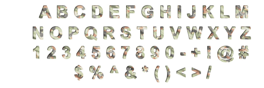 Creative typeset- stylish classic font. 3d illustration character collection