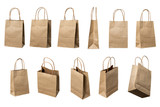 Fototapeta  - Brown paper bags high resolution multi views collection, isolated white background with clipping path