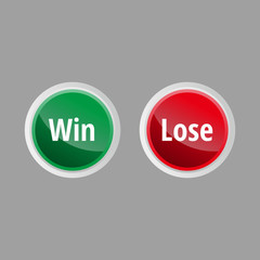 Poster - Opposite Win and Lose Glossy Button Vector Illustration, Glossy Icon Template Design