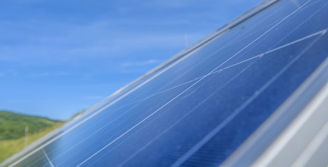 Poster - Blue solar panel seen under the sky