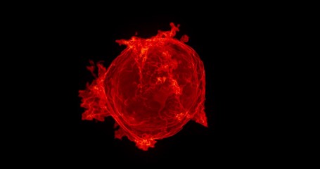 Poster - 4k seamless loop of burning fire sphere on black background, abstract fluid, flame simulation, hot f