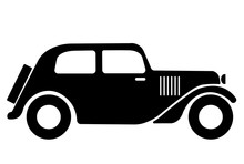 Vintage Car Symbol, Classic Vintage Car Icon
