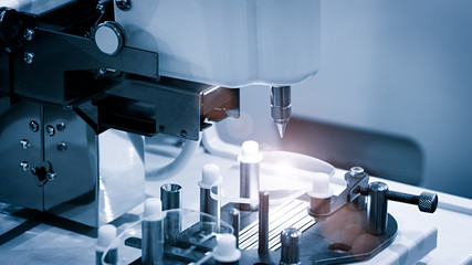 Sticker - Lens manufacturing in modern laboratory.