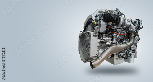 Cuadros en Lienzo Diesel engine isolated on gray background