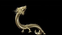 Full Body Gold Dragon In Smart Pose With 3d Rendering Animation Include Alpha Path.