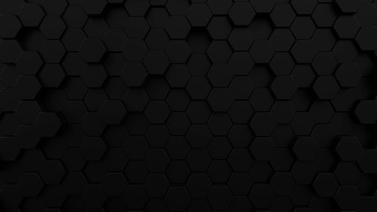 Abstract Black Honeycomb Background - 3D Illustration