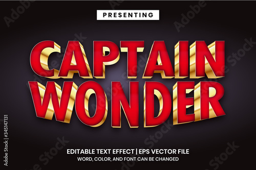 Cuadros en Lienzo Captain wonder - Superhero movie logo style editable text effect