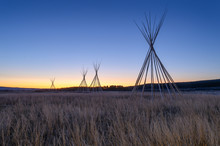 Tepee Poles On The Stoney Indian Reserve At Morley, Alberta, Canada