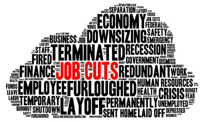 Wall Mural - Job cuts word cloud shaped concept