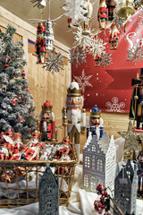 Wall Mural - Nutcrackers and Xmas decorations at Vilnius Christmas Bazaar