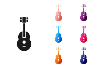 Sticker - Black Guitar icon isolated on white background. Acoustic guitar. String musical instrument. Set icons colorful. Vector Illustration