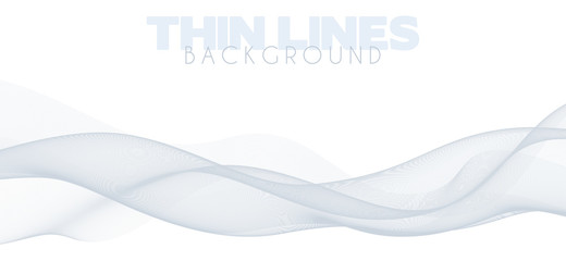 Leinwandbilder - Gray waves. Abstract background of thin grey wavy lines