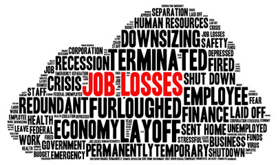 Wall Mural - Job losses word cloud shaped concept