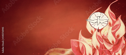 Fotografía Pentecost. Christian banner, watercolor