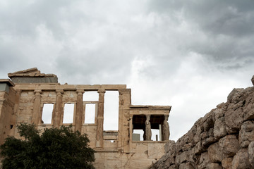 Wall Mural - Temple Erechtheion with the famous porch of the caryatids instead of columns in the Acropolis