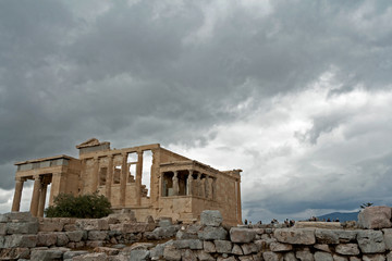 Wall Mural - Temple Erechtheion with the famous porch of the caryatids instead of columns in the Acropolis