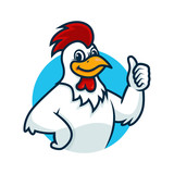 Fototapeta Pokój dzieciecy - Chicken mascot cartoon logo template, suitable for food and restaurant logo